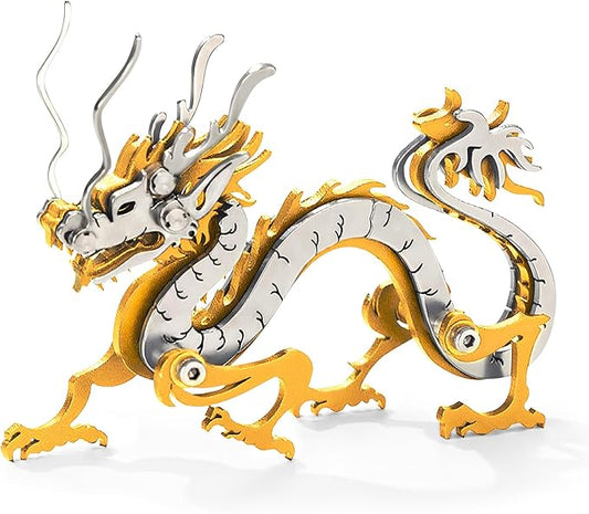 3D Metal Puzzles for Adults, Adult Metal Puzzle Model Kits, Gold Dragon Mechanical 3D Puzzle Stainless for Adults DIY Gifts for Men Women Home Decor Art Craft Gifts Toys(Zodiac Sign).