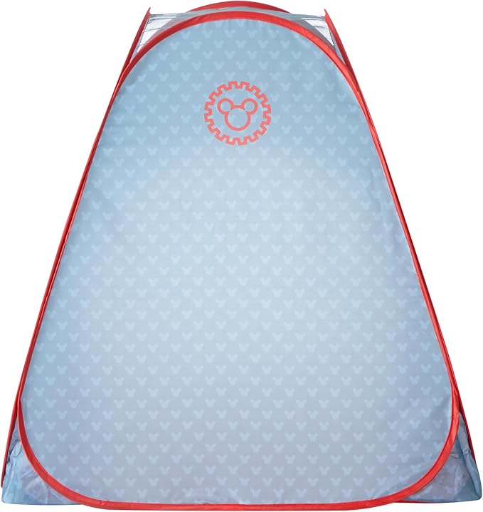 Disney Mickey Mouse 3 Piece Slumber Set with Kids Indoor Outdoor UPF 30+ Pop Up Play Tent with Pillow and Flashlight