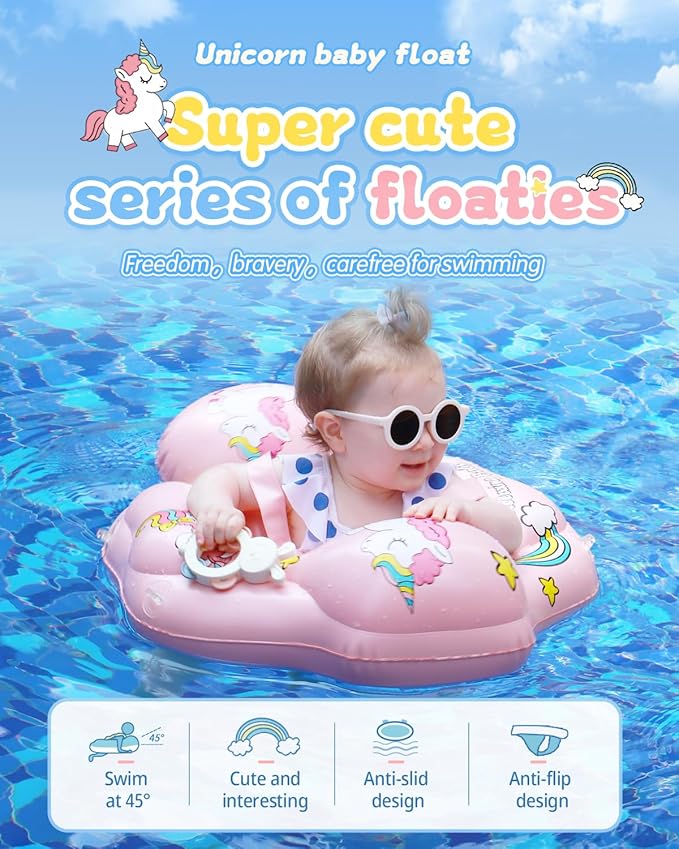 Swimming Ring with Adjustable Seat Pocket,Baby Swimming Pool Floats,Removable Floating Ball,New Upgrade Baby Swim Ring for Ages 6-36 Months Infant Toddler