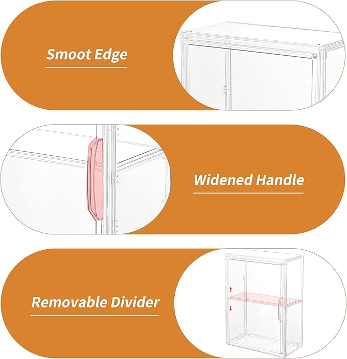 Acrylic Display Case Compatible with Labubu POP MART 2 Tier Figure Display Case for Collectibles Clear Acrylic Box with Removable Divider