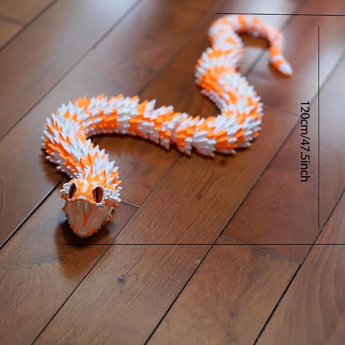 47.5inch Super Large 3D Printed Snake Models,Movable Teeth,Flexible Joint Animal lacertid Figurines, Stress Relief, Fidget restlessness, ADHD Toys, Surprise Fantasy Gifts (WO/47.5inch)