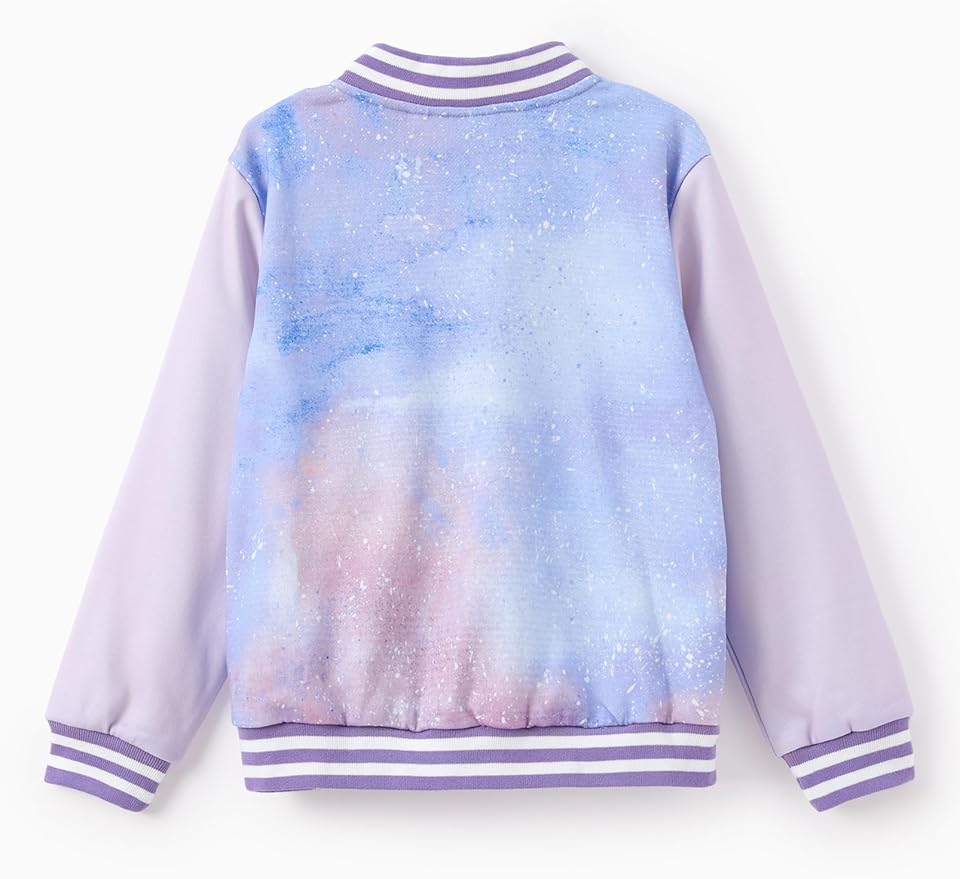 Disney Minnie Mickey Stitch Princess Frozen Elsa Marvel Jacket Lightweight Coat Button up Color Block Sweatshirt 2-14 Years