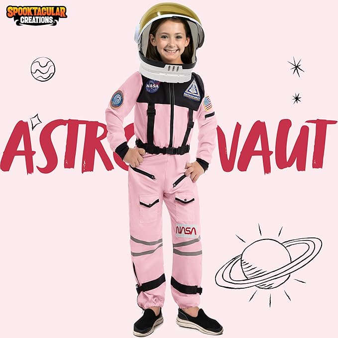 Spooktacular Creations Astronaut Costume with Helmet, Space Suit for Toddler, Kids Astronaut Halloween Costume for Cosplay