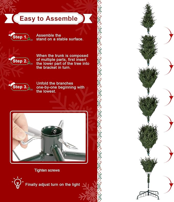 Glitzhome 15ft Prelit Christmas Tree, Hinged Slim Artificial Christmas Tree, Radiant Evergreen Fir with 1500 Warm White/Multi-Color LED Lights,9 Function,w/Remote Control,Easy Assembly