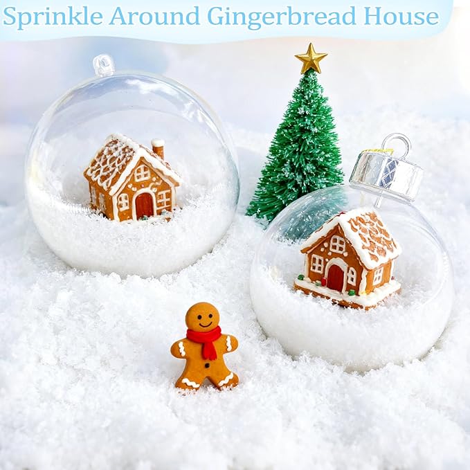 TURNMEON 35 Ounces Fake Artificial Snow Powder Christmas Tree Decorations, Sparkling Dry Plastic Faux Snowflakes for Christmas Decorations Home, Village Displays Holiday Winter Crafts