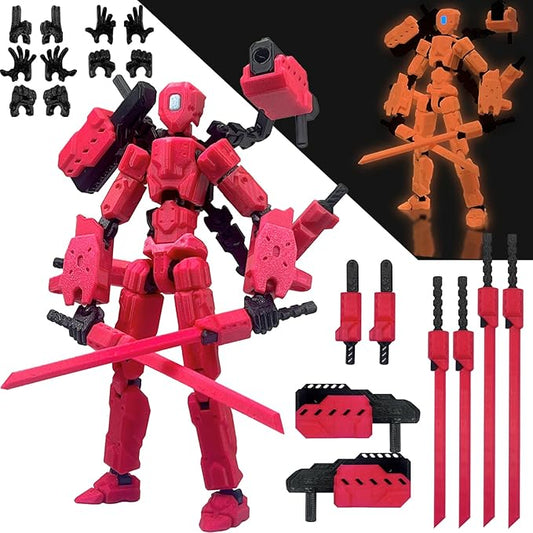 8 inch T13 (Assembly Completed) Action Figure Set,T 13 Multi-Articular Mobile Robot Nova T-13,Desktop Decorations for Game Lovers Toys (Red)