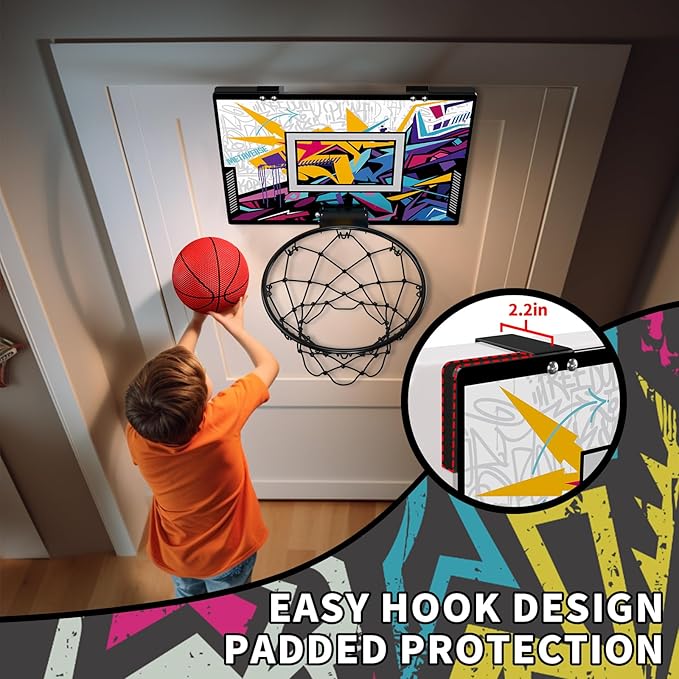 Basketball Hoop Indoor Basketball Toy Gifts for Kids Boys Girls Teens Adults, Suit for Bedroom/Office/Outdoor/Pool, Black
