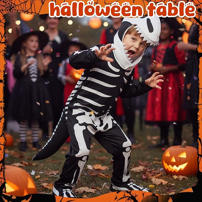 Halloween Dinosaur Skeleton Costume Dinosaur Jumpsuit white Skeleton Onesie Pajamas