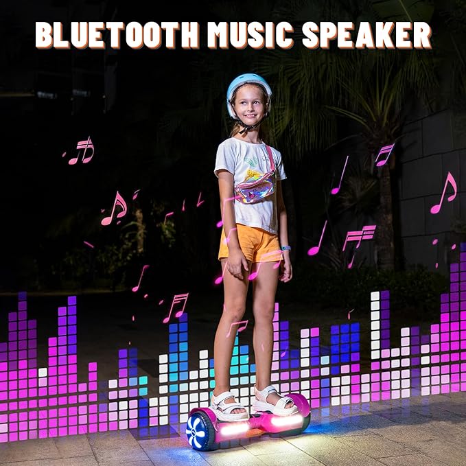 Scooter, Bluetooth Speakers and LED Light-Up Wheels, APP Control, Dual 250W Motors, 8.5 mph Max Speed & 8.5 Miles Max Range, Gifts for Kids Adults Girls Boys