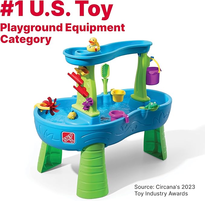 Step2 Rain Showers Splash Pond Toddler Water Table, Kids Water and Sand Activity Sensory Playset, Summer Outdoor Toys, 13 Piece Toy Accessories, For Toddles 1.5+ Years Old