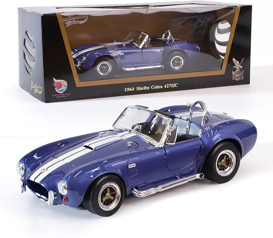 1964 Shelby Cobra 427S/C 1:18 Scale Diecast Model Premium Alloy Sports Cars with Display Case, Working Steering, Best Gift for Men, Dad & Kids 14+ Years Collector's Edition(Blue)
