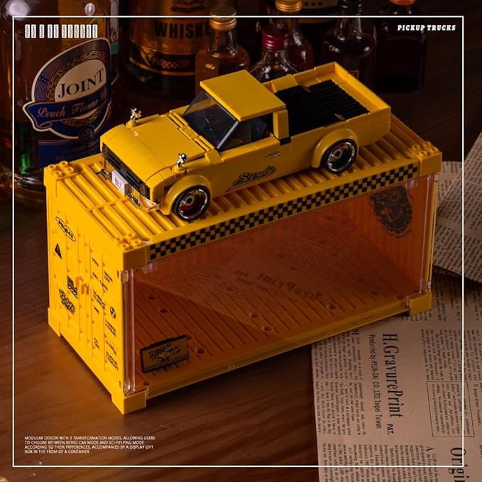 PB8842 1:32 Freedom Cruiser Pickup Truck Buliding Blocks Set, 324 Pieces Car Scale Model Toy with Display Container, Clamping Blocks STEM Gift for Adults