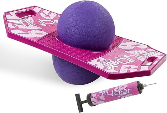 Flybar Pogo Trick Ball for Kids, Bounce Board for Boys and Girls Ages 6+, Up to 160 lbs, Includes Pump, Easy to Carry Handle, Durable Plastic Deck Indoor, Outdoor Toy Pogo Jumper,