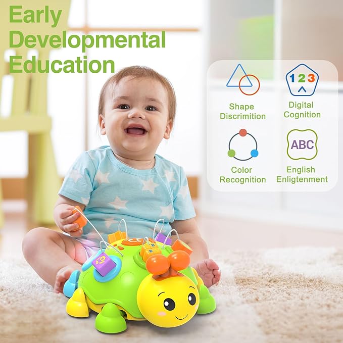 Musical Ladybug Baby Toys 6-12 Months, Infant Early Educational Learning Crawling Toys for 1 Year Old Boy, Newborn First Bithday Gift Toy for 7 8 9 10 11 Months Boys Girls (Green)