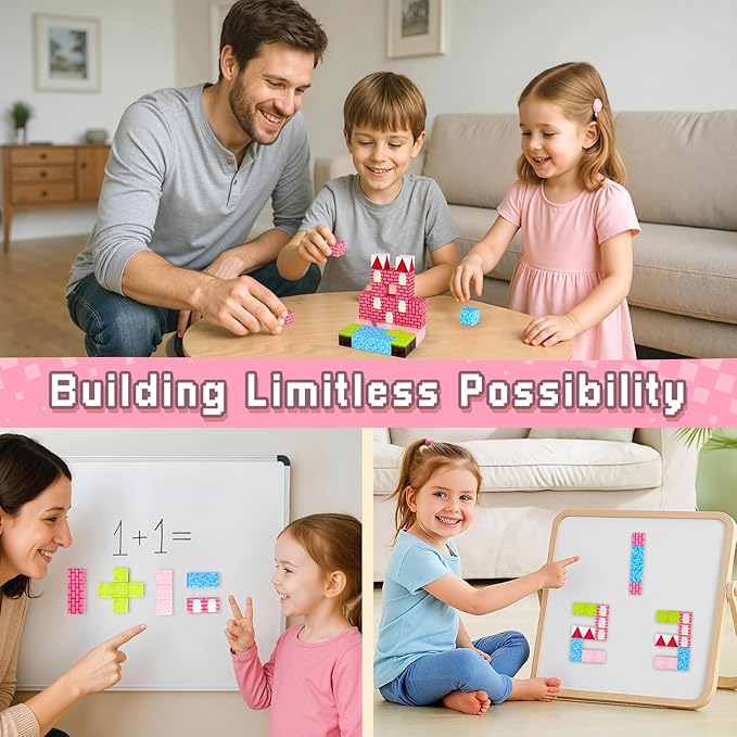 3 otters 32PCS Magnetic Blocks, Toddler Travel Toys Castle Magnetic Building Cubes STEM Learning Toys for Kids Gifts for Girls 3 4 5 6 7 8