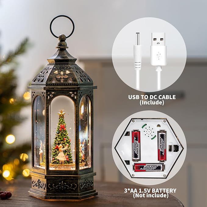 Christmas Snow Globes, Dancing Princess, Nutcracker and Mouse King Duel, Will Rotate Around The Christmas Tree, Holiday Decorations Gifts for Family, Children or Friends