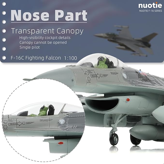 1/100 F-16C Fighting Falcon Fighter Model Metal DieCast Aircraft Jet Kit Fighter Plane Model Military Airplane for Collection and Gift