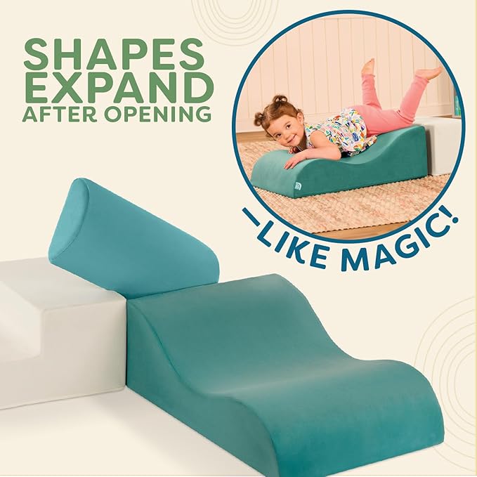 B. toys- Sensory Foam Building Shapes for Toddlers - 3-Piece Climbing Set with Stairs, Ramp & Half-Cylinder - Machine Washable Baby Toys with Removable Covers - Indoor Play Equipment for 12+ Months