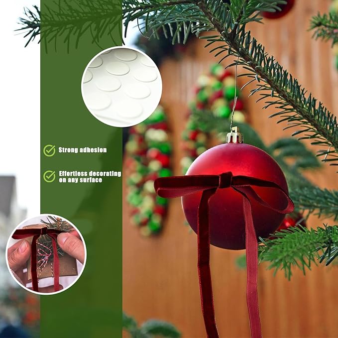 24Pcs Velvet Ribbon 5 x 7 Inch Christmas Ribbon 3/8 Inch Wide Christmas Bows Vintage Velvet Bows for Christmas Tree Burgundy Bows for Christmas Tree Decorations