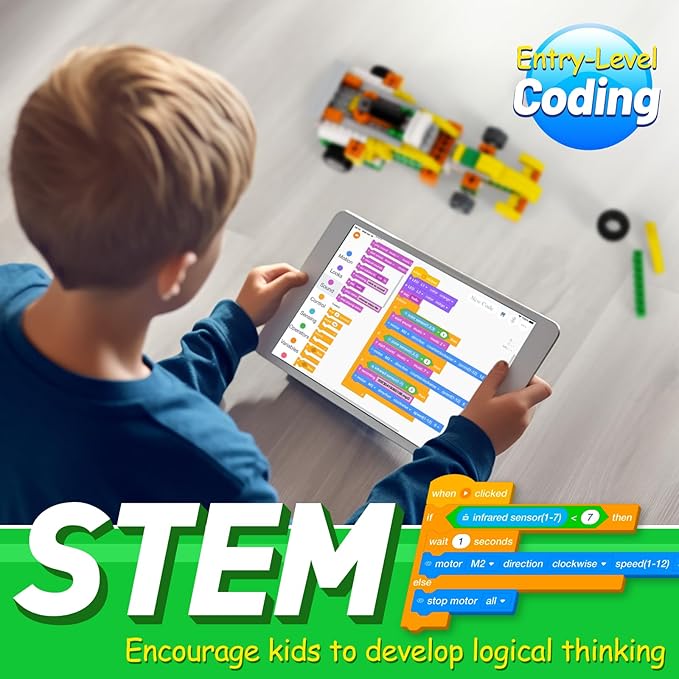 Q Robot Building Kit, 20-in-1 Programmable APP RC Car Robotics Coding Kit, STEM Projects Educational Birthday Gifts for Boys Girls Kids Aged 6-12 (233 Pieces)