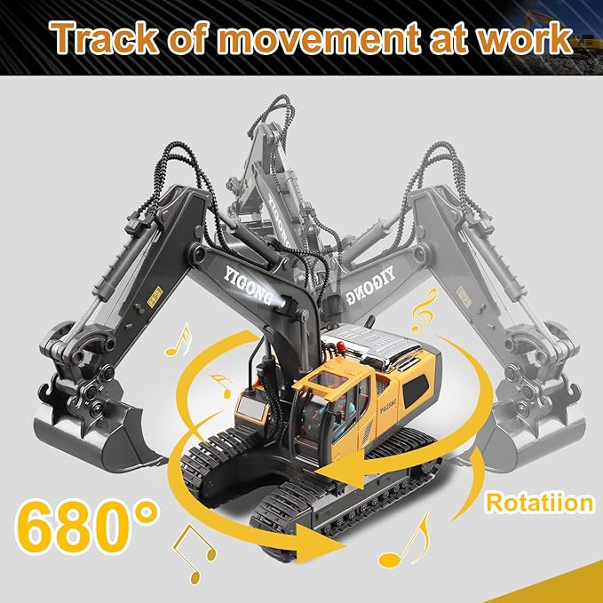 Dwi Dowellin Remote Control Excavator Toys for Boys,Construction Rc Excavators for Kids Age 4-7 8 9 10 Year Old,Ideal Toys,Batteries Included
