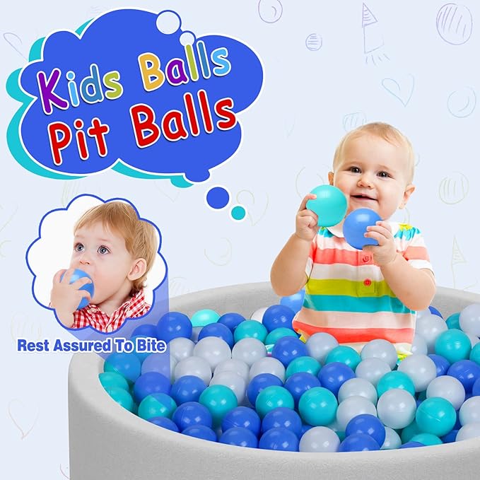 Vanland Ball Pit Balls for Baby and Toddler Phthalate Free BPA Free Crush Proof Plastic - Multicolored Pit Balls in Reusable Play Toys for Kids with Storage Bag