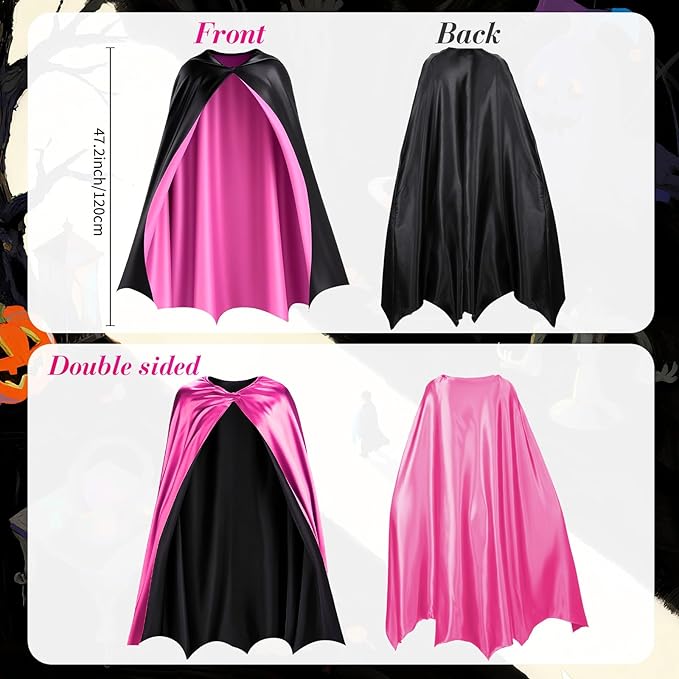 Haysandy Bat Cape Costume Unisex Reversible Satin Capes for Women for Halloween Hero Party Vampires Cosplay Costume
