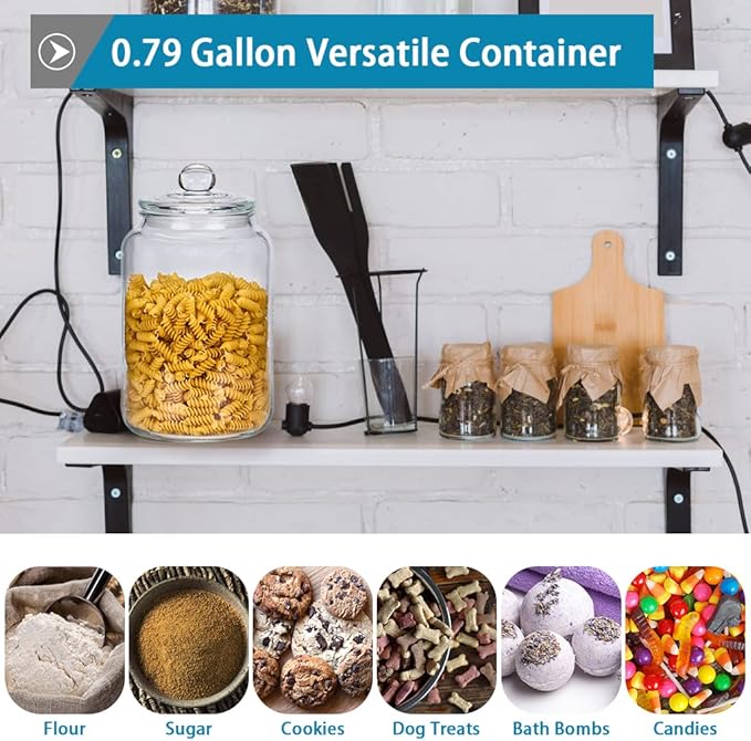 MDLUU Glass Jar with Airtight Lid, 3L/101oz Glass Canister, Pantry Storage Container, Large Apothecary Jar for Candy, Cookie, Flour, Brown Sugar