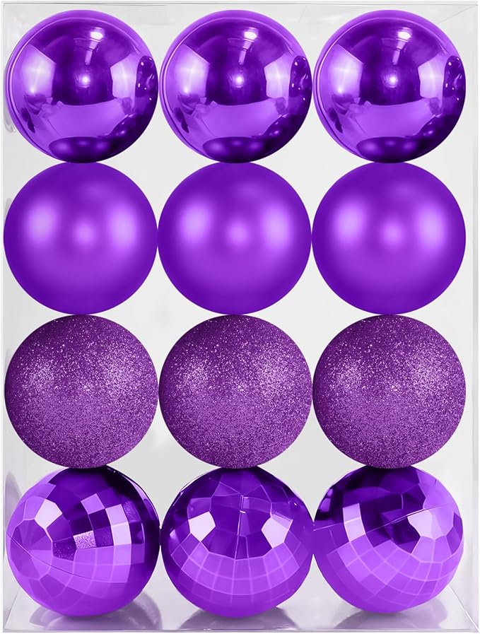 2.36" Christmas Balls Christmas Tree Ornaments Shatterproof Plastic Holiday Ornament Festival Hanging Ball Holiday Decorations Set of 24pcs