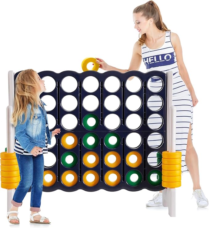 ARLIME Jumbo 4-to-Score Giant Game Set, Backyard Games for Kids & Adults, 4 in A Row W/Quick-Release lever, 42 Build-in Rings Included, Jumbo Size for Outdoor & Outdoor Play
