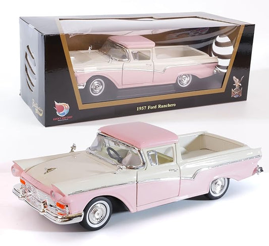 1957 Ford Ranchero 1:18 Diecast Model Officially Licensed Alloy Collection Car w/Working Doors & Hood, Classic Pickup Best Gift for Men, Dad & Kids 14+ Years (Pink)