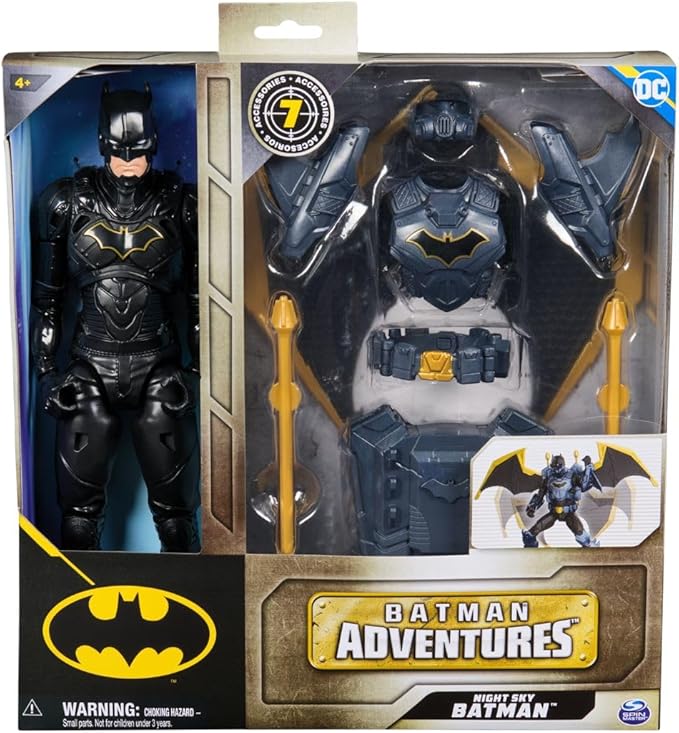 Batman Adventures, 12-inch Night Sky Batman Action Figure with Expandable Wings, Kids Toys for Boys and Girls Age 3 and Up