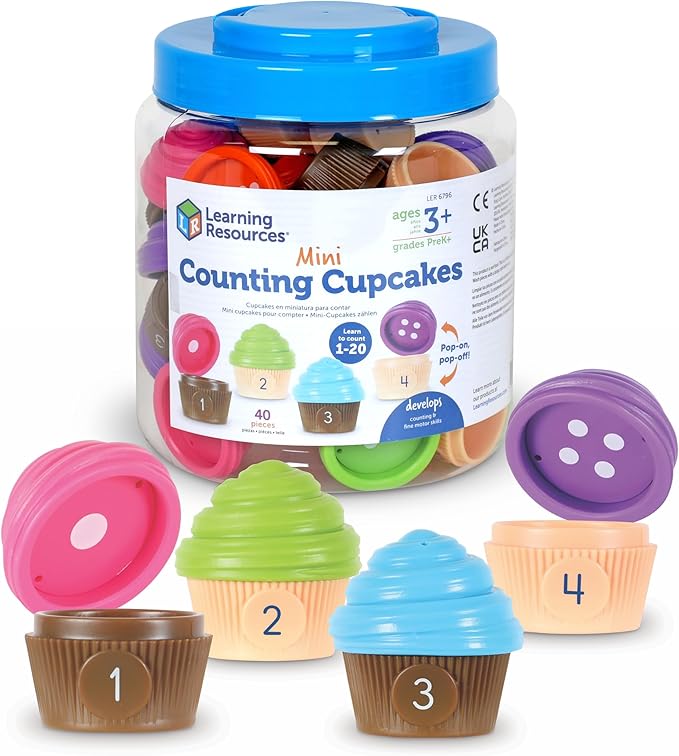 Learning Resources Mini Counting Cupcakes, Birthday Cake, Sensory Toys, Montessori Toys, Preschool Learning Activities, Play Food Sets for Kids Kitchen, Lakeshore Learning Toys, Fine Motor Games