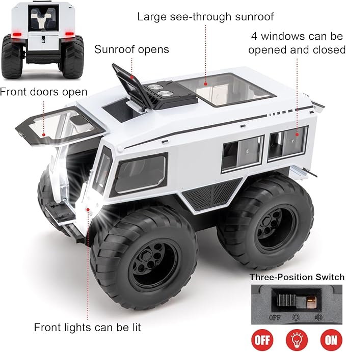 1:24 Sherp All Terrain Off Road Vehicle Diecast car Model, Collecting Diecast Pull Back Beach Motorcycle Toys Car for Kids Boys Girls (White)