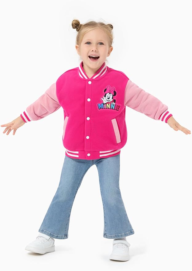Disney Minnie Mickey Stitch Princess Frozen Elsa Marvel Jacket Lightweight Coat Button up Color Block Sweatshirt 2-14 Years