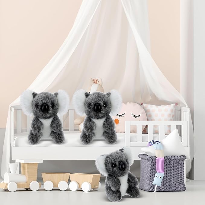 6 Pcs Koala Stuffed Plush Animal Cute Doll Toy Soft Mini Koala Bear Plush 5 Inches Small Stuffed for Birthday Party Gifts, Gray