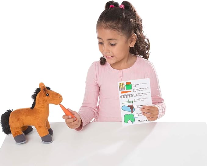 Melissa & Doug Feed & Groom Horse Care Play Set With Plush Stuffed Animal (23 pcs) - Pretend Play Horse Plush Toys For Girls And Boys Toddlers Ages 1+, Multi-colored