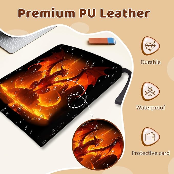 900 Pocket Trading Card Storage Album, Card Binder with 50 Durable 9-Pocket Pages, Fire Dragon Design on Pocket Card Packs, Thanksgiving Christmas Gifts for Zipper Closure Collector's Album