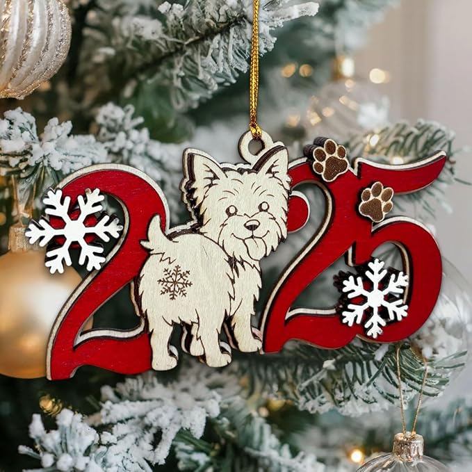 2025 Yorkshire Terrier Christmas Ornament – Wooden Yorkie Dog Ornament for Tree, Cute Puppy Holiday Decoration, Personalized Pet Keepsake Gift for Women, Men, Kids, Dog Mom & Dad