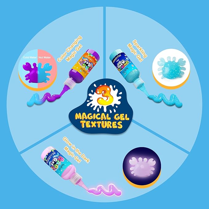 Kiditos Magic Water Elf Toy Kit, Aqua Fairy Water Gel Kit-16 Magic Gels & 12 Molds–Make Your Own Water Pets & Squishy Toys–Fun Summer DIY Craft Kit, Birthday Gifts & Party Favors for Kids Ages 3+