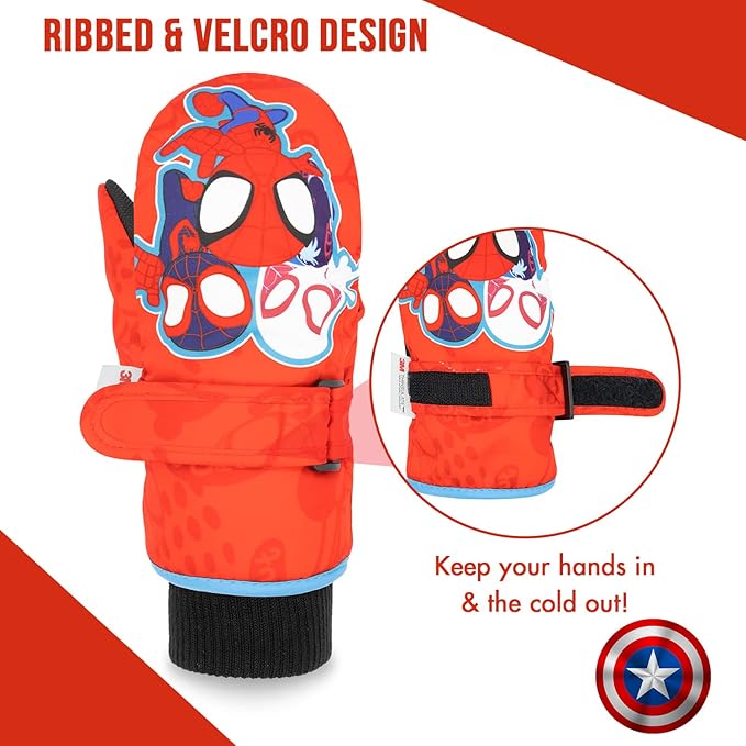 Spiderman Snow Gloves for Kids, Spider Man Toddler Gloves, 3M Thinsulate Waterproof Mittens, Kids Winter gloves