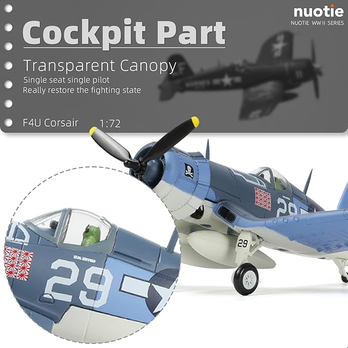 1/72 Scale USA F-4U Corsair Fighter Model World War II Vintage Warplane Metal Diecast Aircraft Military Display Airplane for Display Collection or Gift