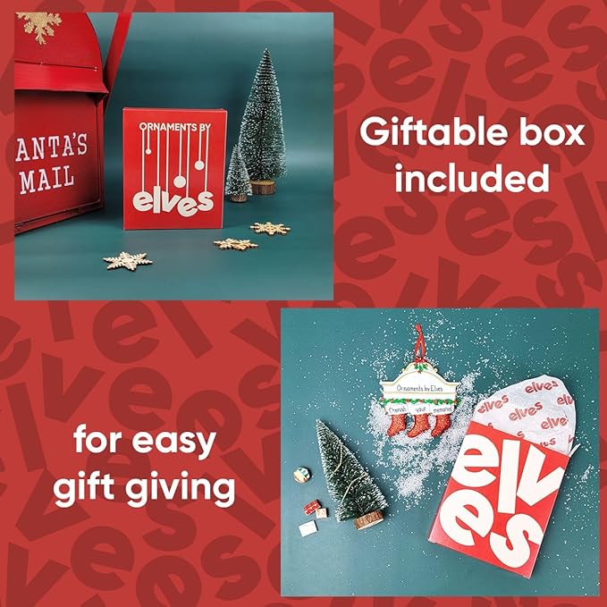 Ornaments by Elves - Personalized Surf Santa Christmas Ornaments - Beach Santa Decorations - Paddle Board Surfer Hawaiian Beachy Christmas Decor and Surfer Enthusiasts - Giftable Packaging