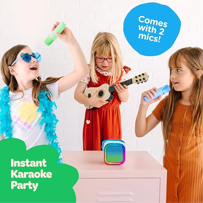 Move2Play, Karaoke Machine for Kids | Includes 20+ Kid Songs | 2 Microphones | Connect with Bluetooth | 3, 4, 5, 6, 7+ Year Old Gift | Toy for Girls, Boys, & Toddler | Birthday Present
