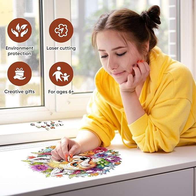 Wooden Puzzles for Adults,Fox Wooden Jigsaw Puzzles 500pcs,15.7x16.5in,Royal,Unique Shape Animal Adult Puzzles,Irregular Wood Puzzles Creative Gift for Adults and Kids Family Game