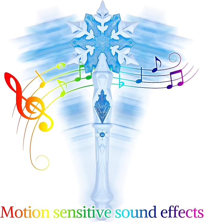 KingGlee Light Up Frozen Snowflake Wand with Sound(Motion Sensitive) Magic Toy for Kids Girls Princess Party Favors Costume Cosplay Accessories Pink & Blue 2 Pieces