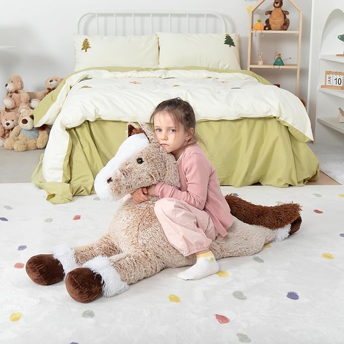 MaoGoLan Large Horse Plush Stuffed Animal, Big Horse Pillow Plush Toy, Ridable Huge Stuffed Pony, Giant Horse Plush Pillow for Kids 47 inches