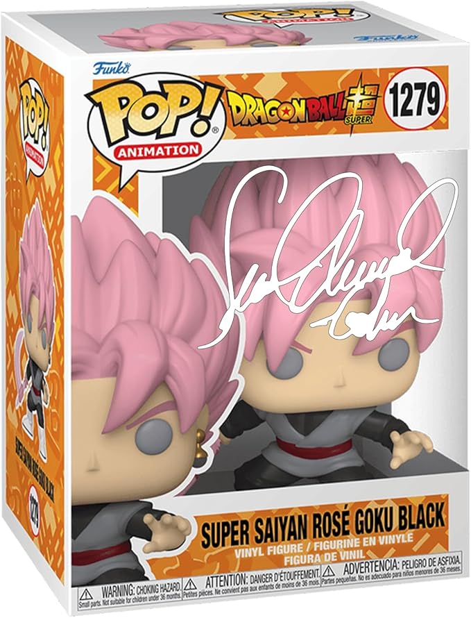 Sean Schemmel Super Saiyan Rose Goku Black #1279 Voice Actor Facsimile Signed Reprint Laser Autographed Funko POP! Anime Animation Dragon Ball Z Figurine with Protector Case