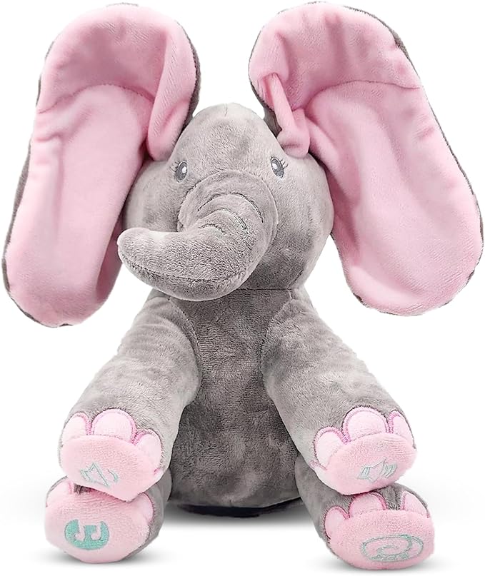 Dimple Kaia Elephant Stuffed Animal Toy - Animated Plush Pink Singing Elephant, Interactive Musical Peek-a-Boo for Babies, Kids, for Toddlers, Ages 0 and Up(Battery Included)