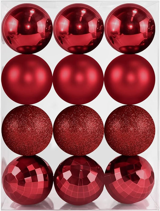 2.36" Christmas Balls Christmas Tree Ornaments Shatterproof Plastic Holiday Ornament Festival Hanging Ball Holiday Decorations Set of 24pcs